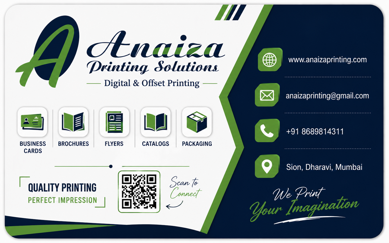 Modern visiting card design and printing trends for 2026 — Anaiza Printing Solutions, Mumbai