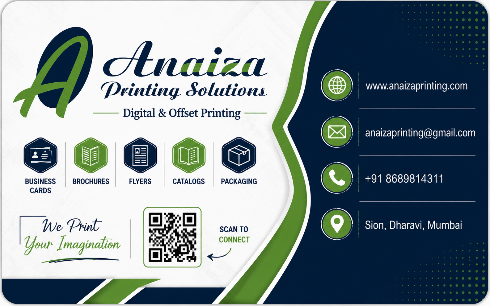 Premium visiting card printing for a strong first impression — Anaiza Printing Solutions, Mumbai