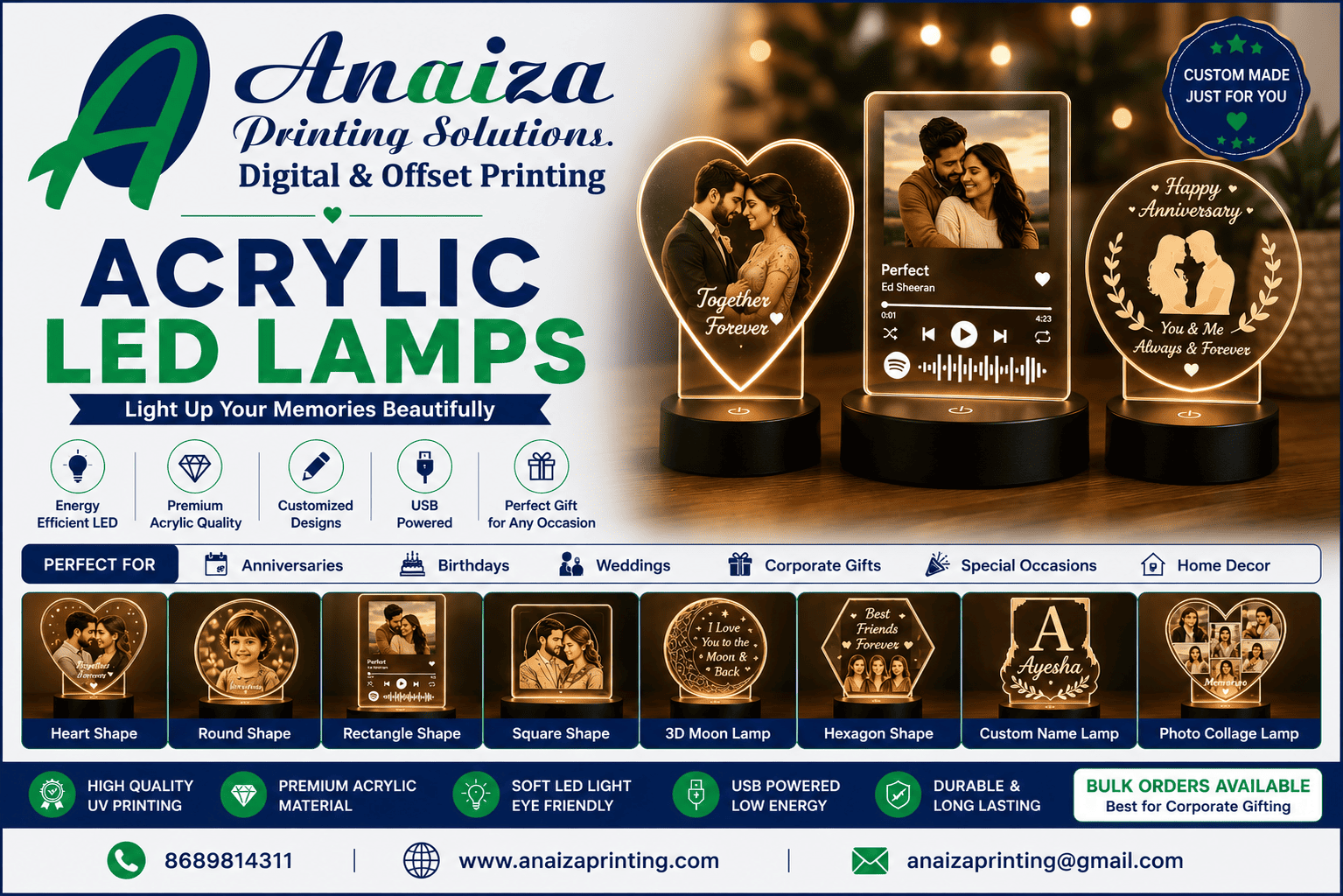 Customized acrylic LED lamps and personalized LED night lamps in Mumbai