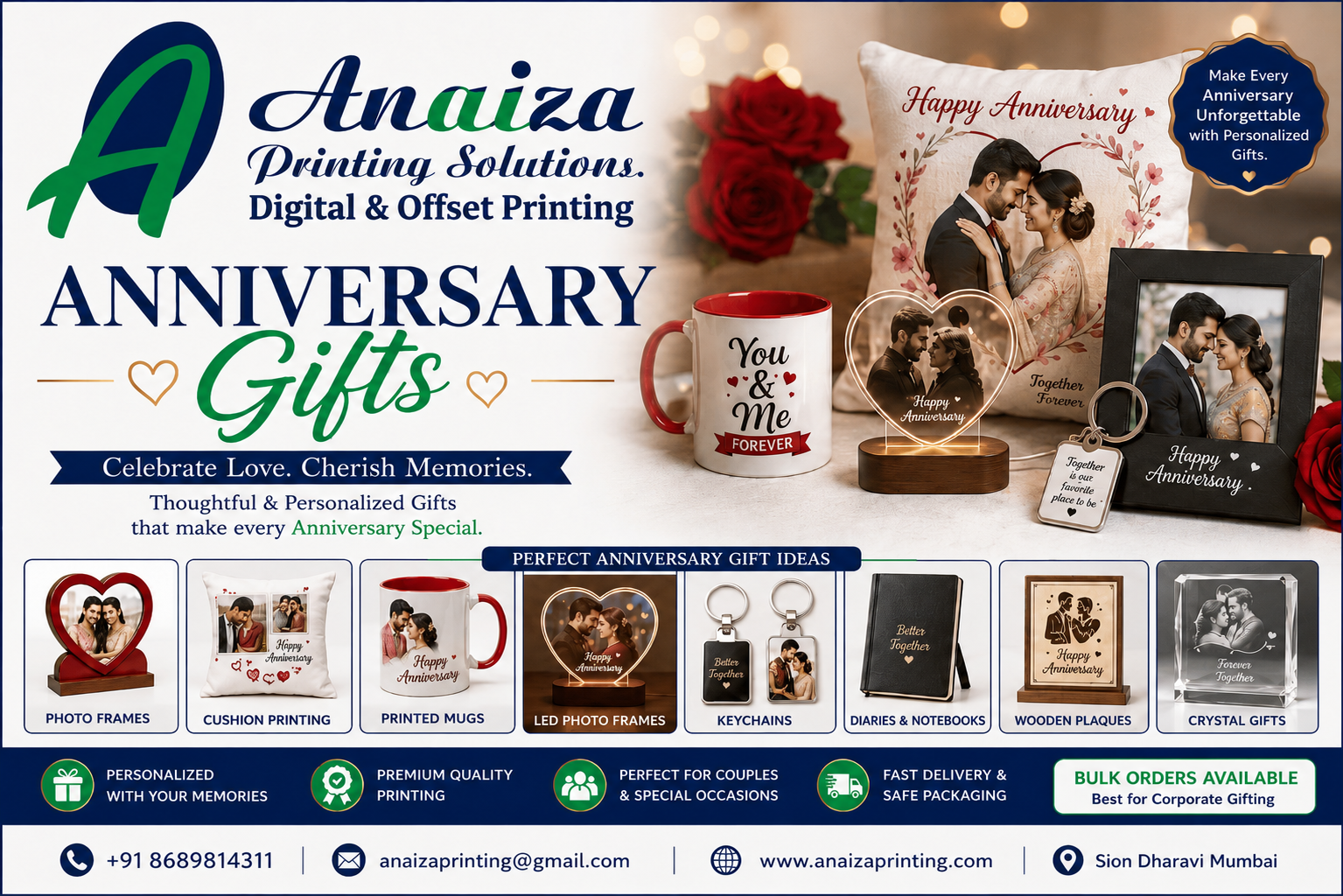 Personalized anniversary gifts and customized couple gifts in Mumbai