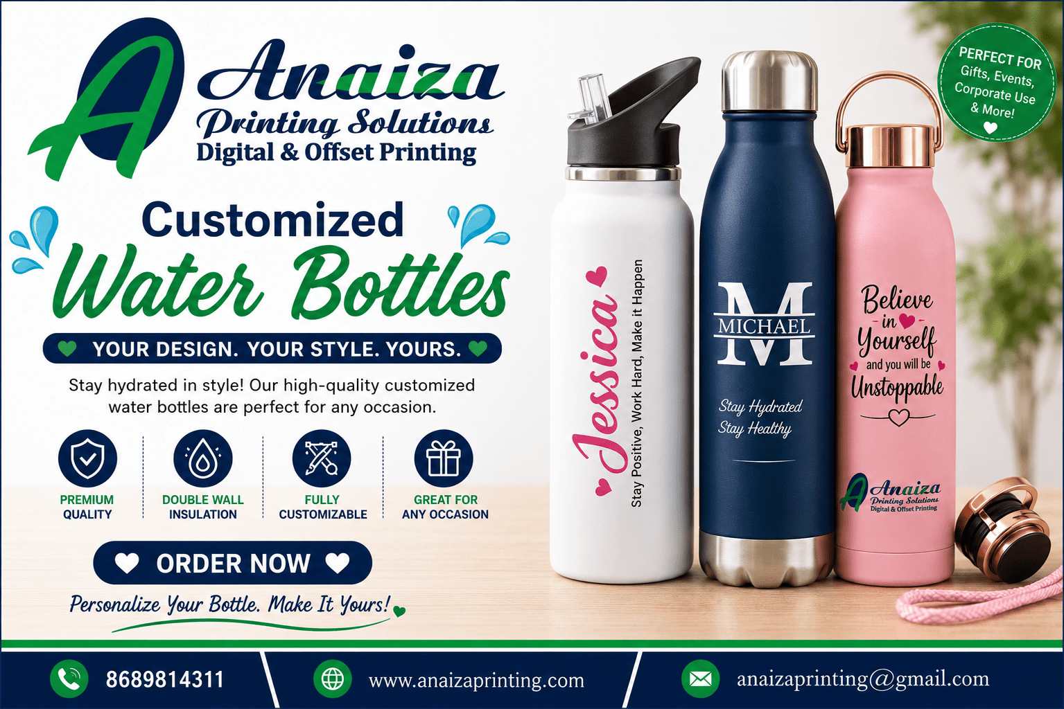 Customized water bottles and personalized bottle printing in Mumbai