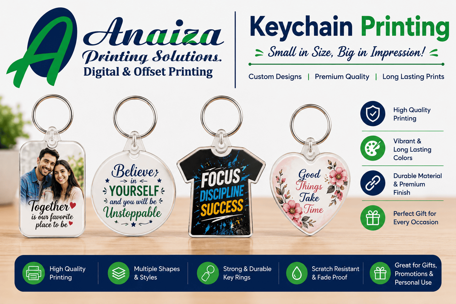 Custom keychain printing with photo and logo designs in Mumbai
