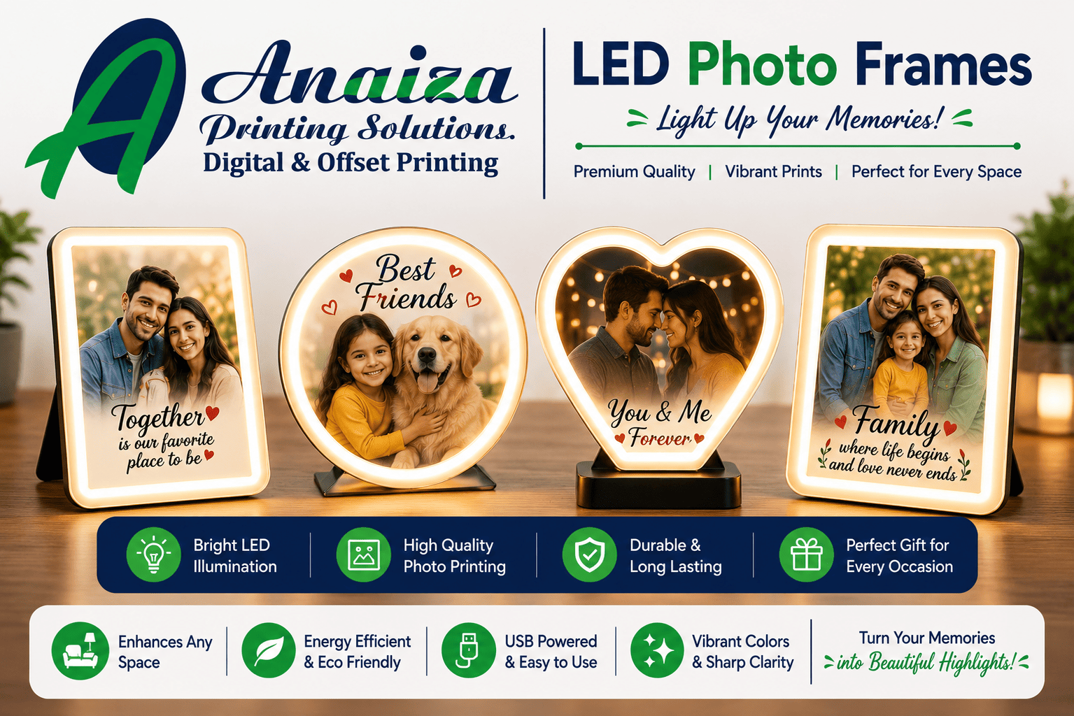 Custom LED photo frames with illuminated printing in Mumbai