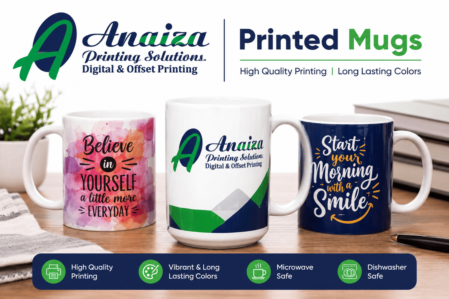 Custom printed mugs with photo and logo designs in Mumbai