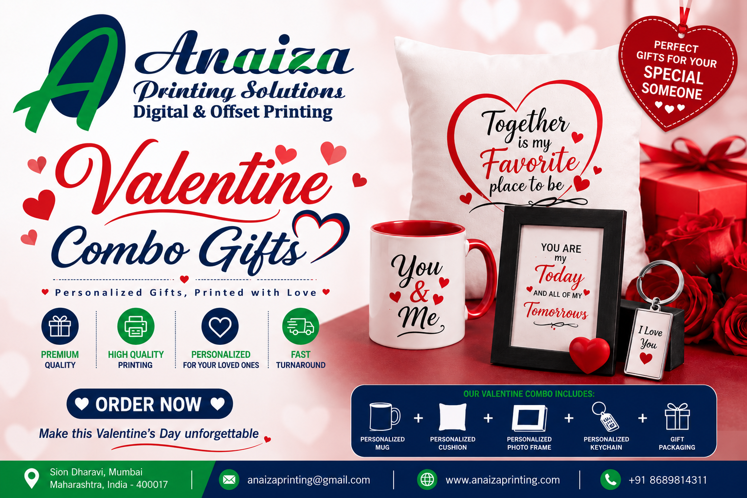 Personalized Valentine combo gifts and romantic gift hampers in Mumbai