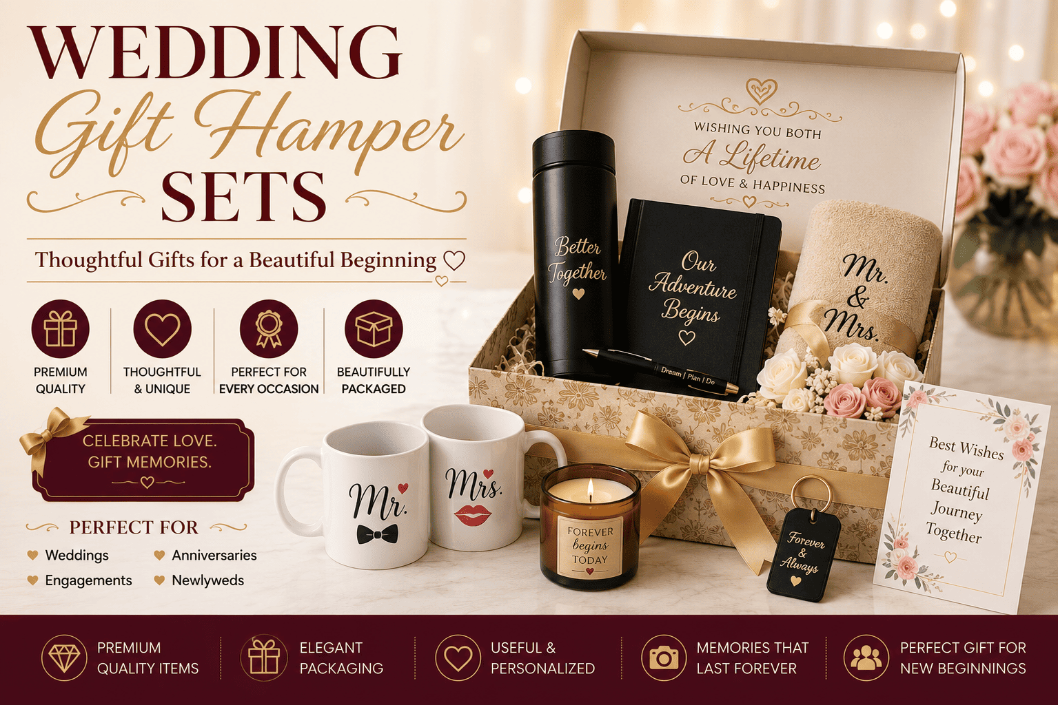 Wedding gift hamper sets and customized luxury wedding gift boxes in Mumbai