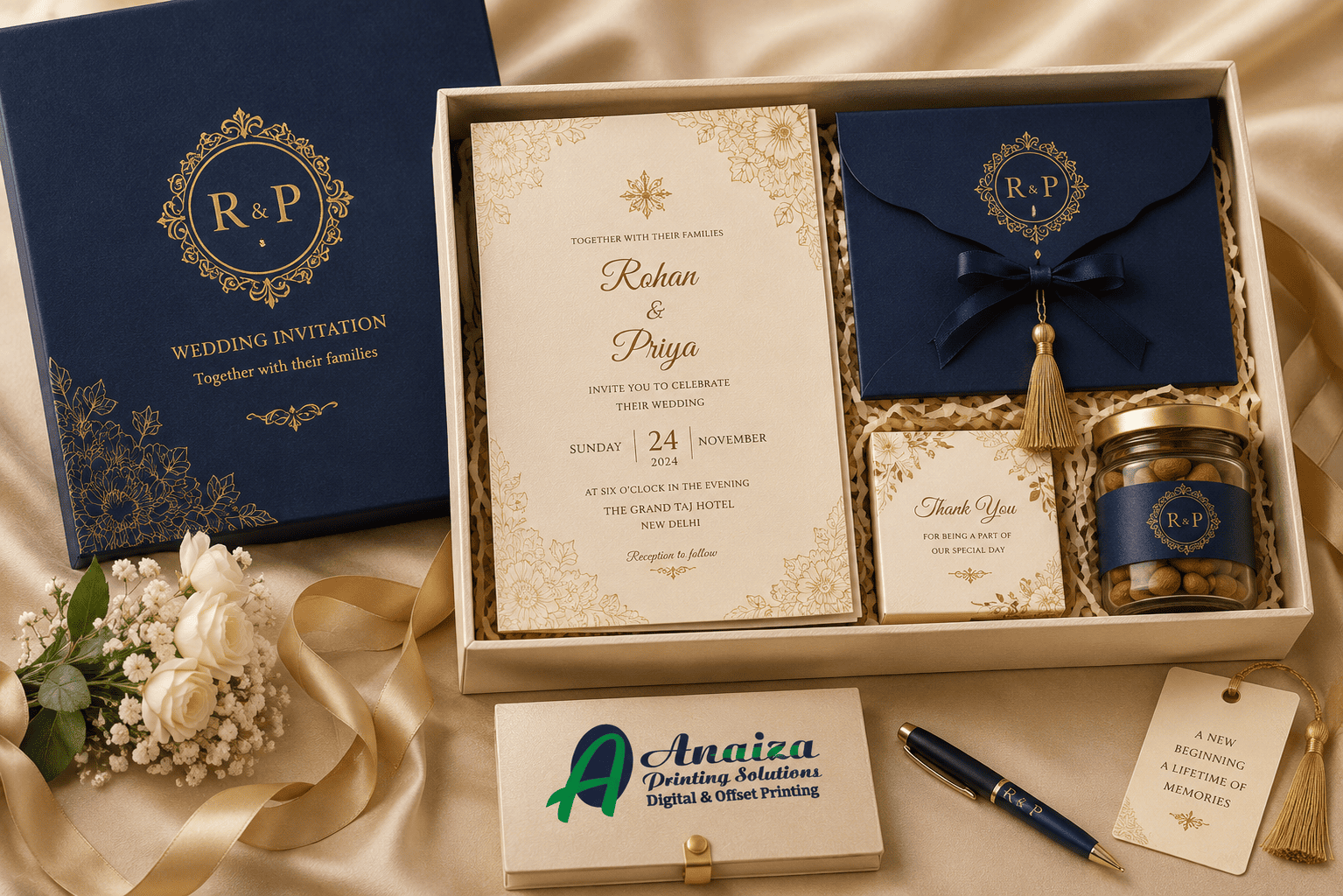 Luxury wedding invitation hampers and customized invite boxes in Mumbai