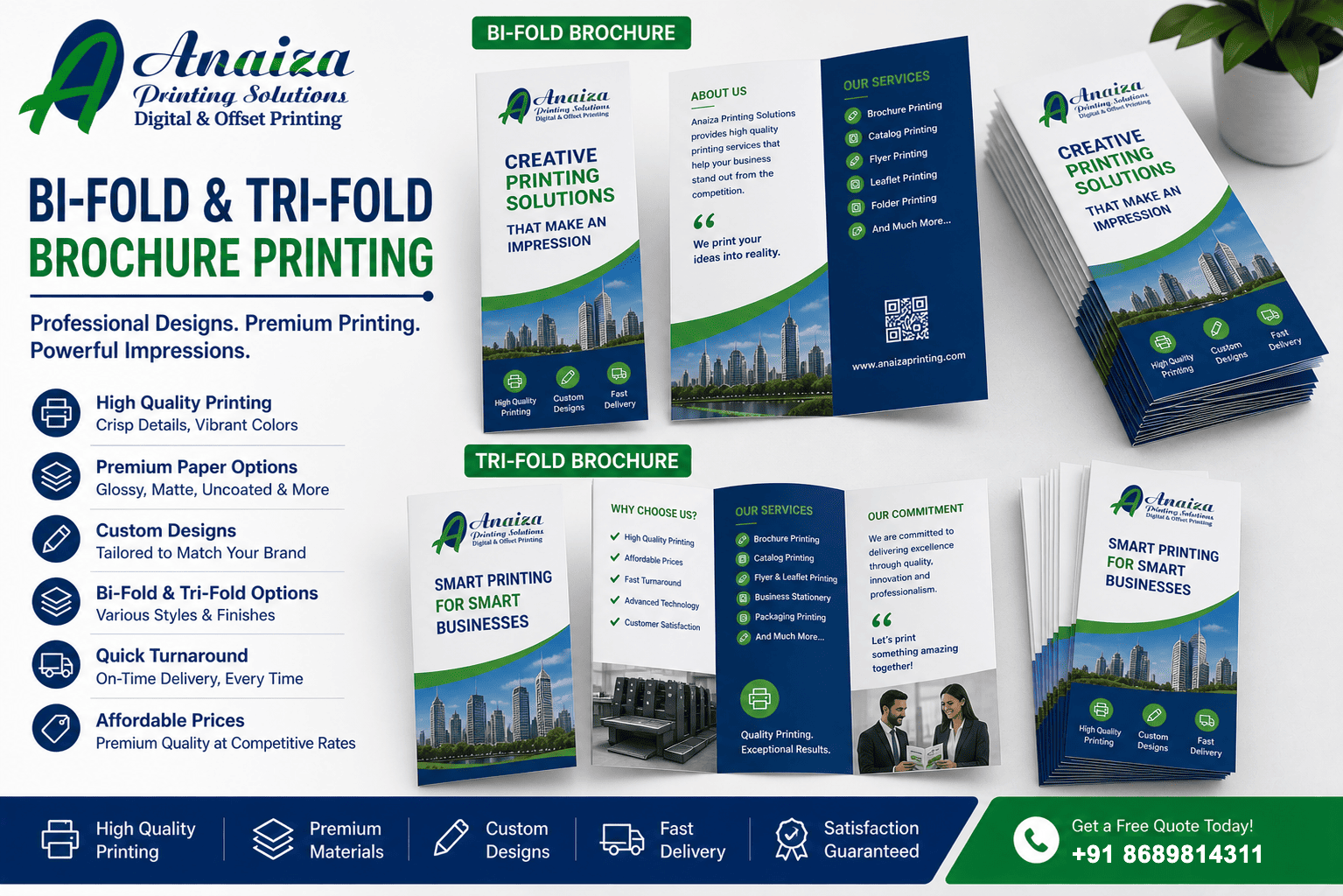 Folded brochures for marketing and branding