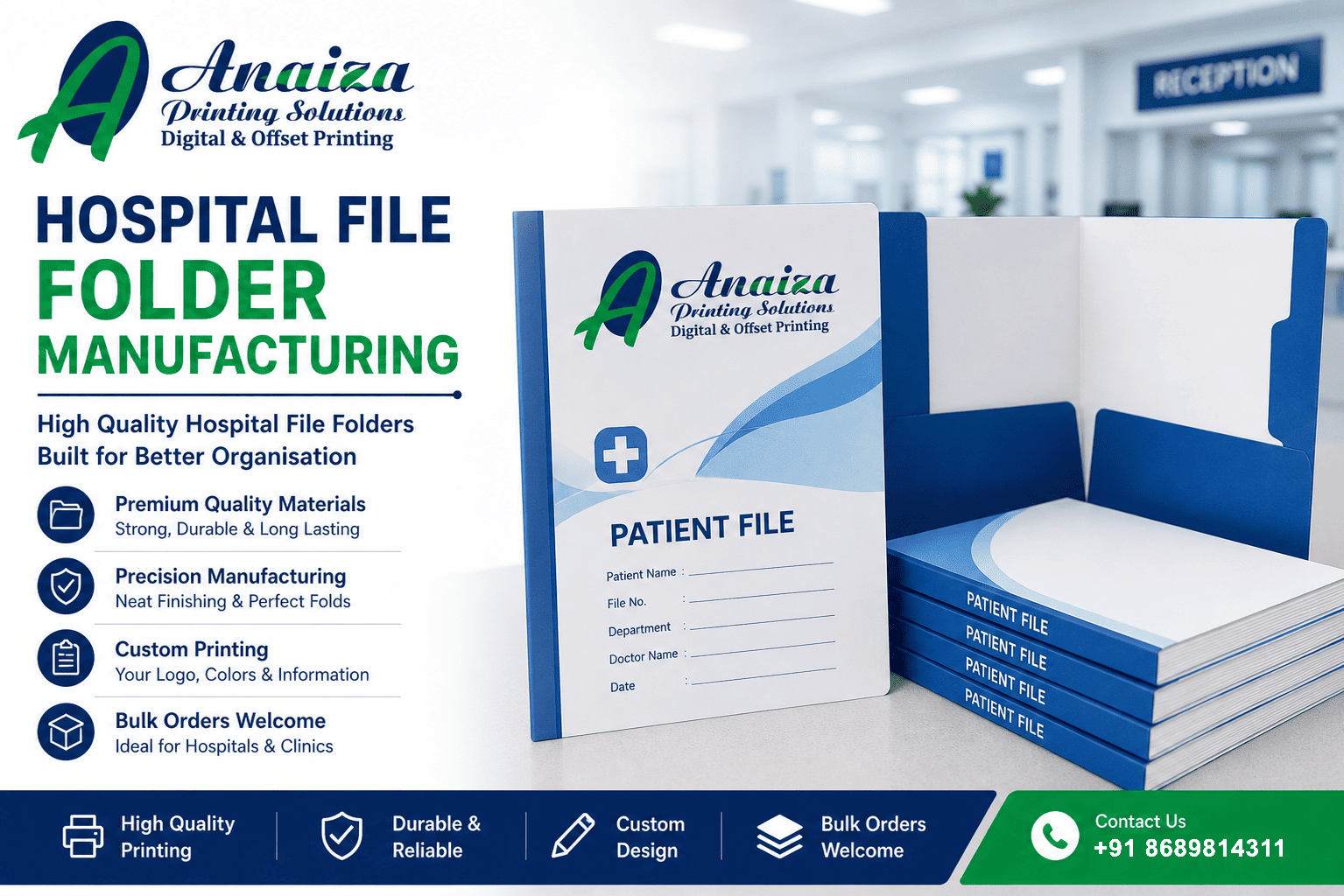 Customized hospital file folders for patient record management