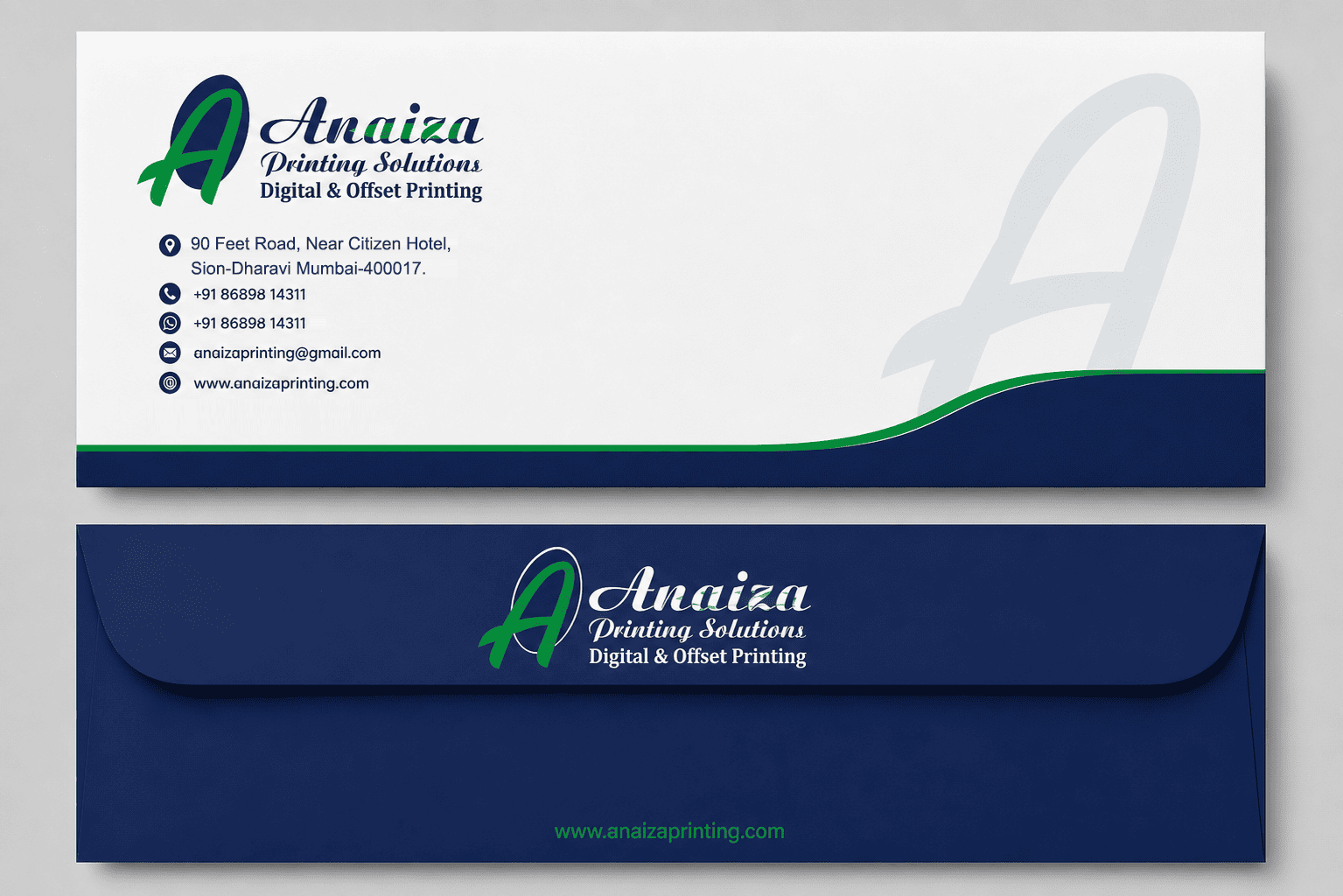 Branded DL size long envelopes for corporate communication