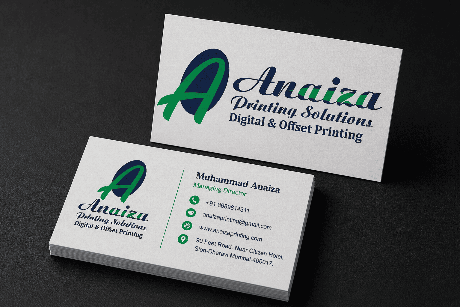Matte visiting cards with premium non-glossy finish