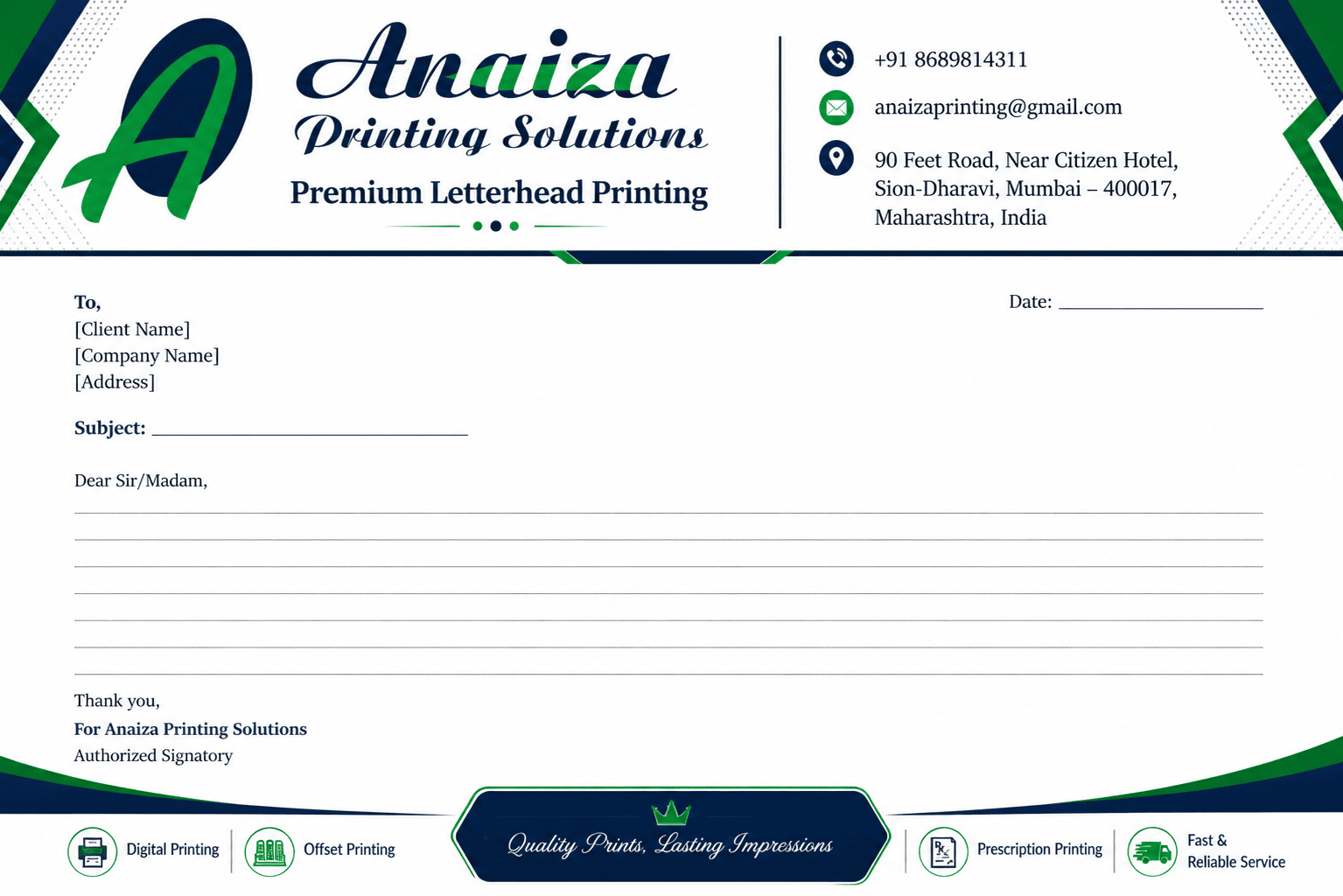Luxury custom business letterheads for premium corporate communication