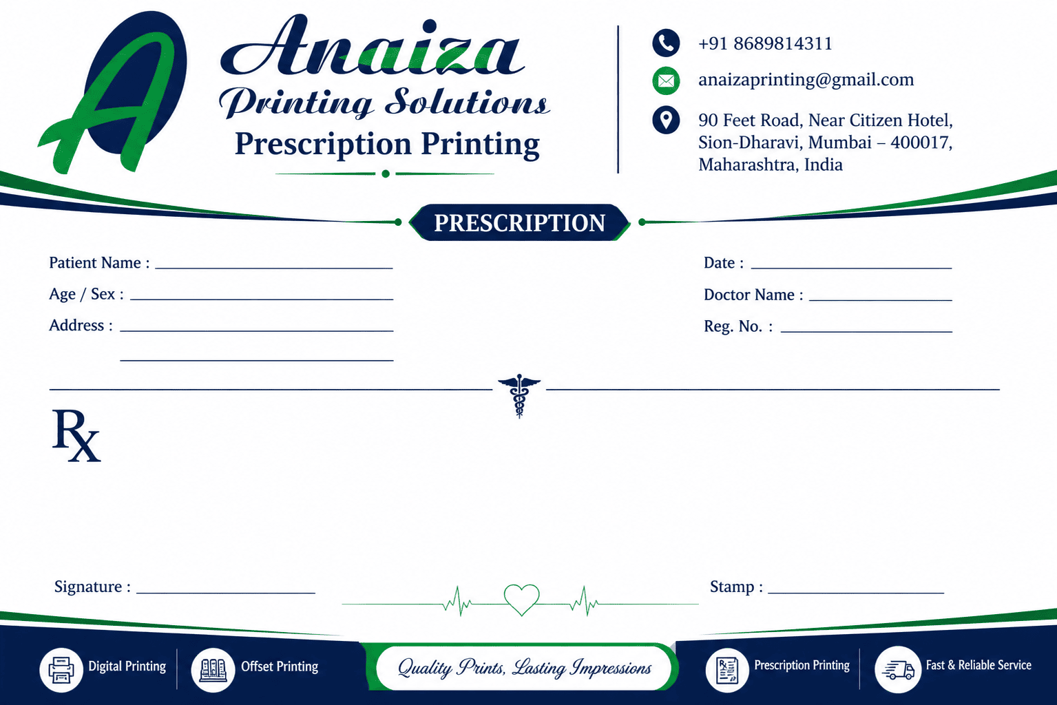 Doctor prescription pad printing for clinics and hospitals