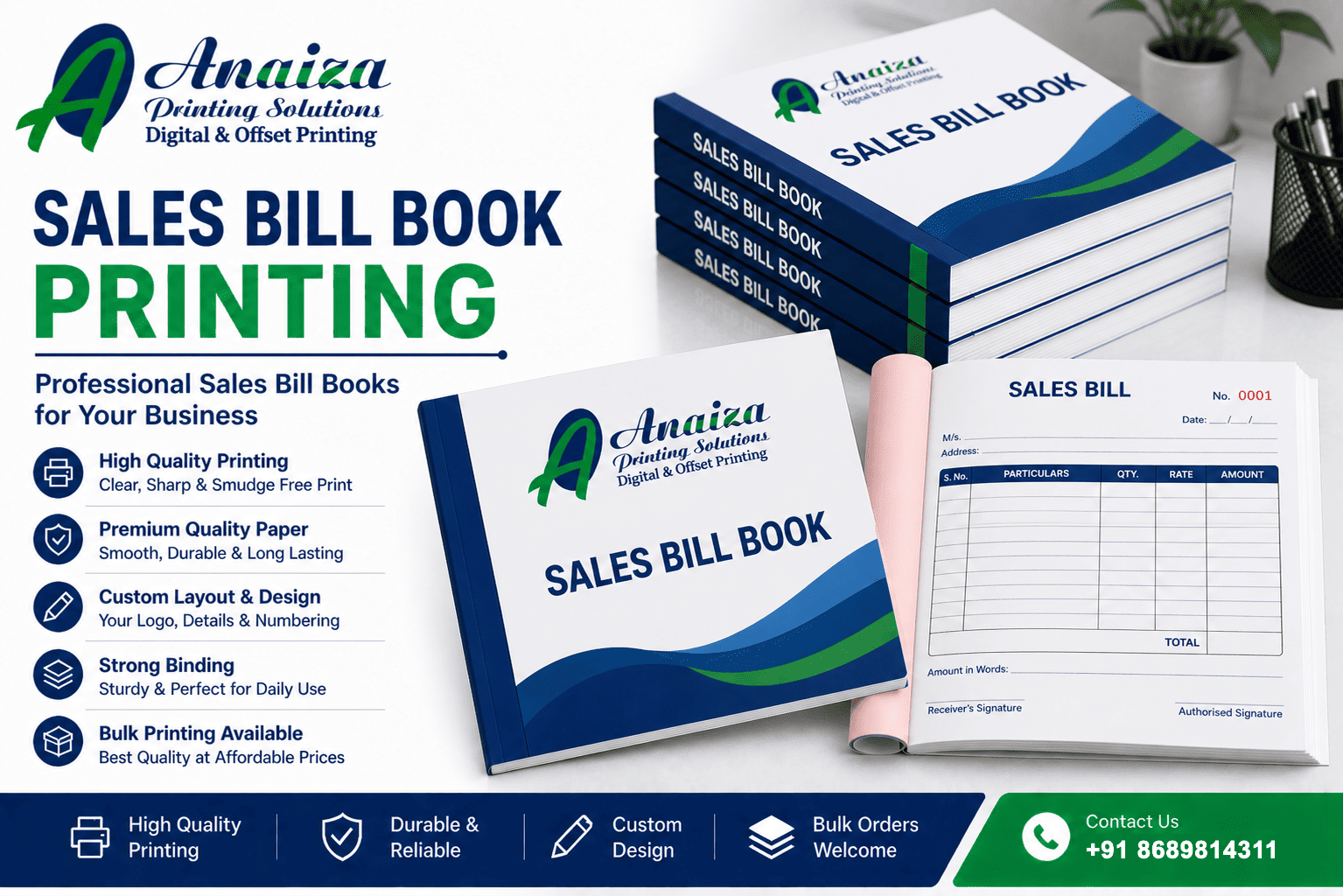 Sales bill book printing