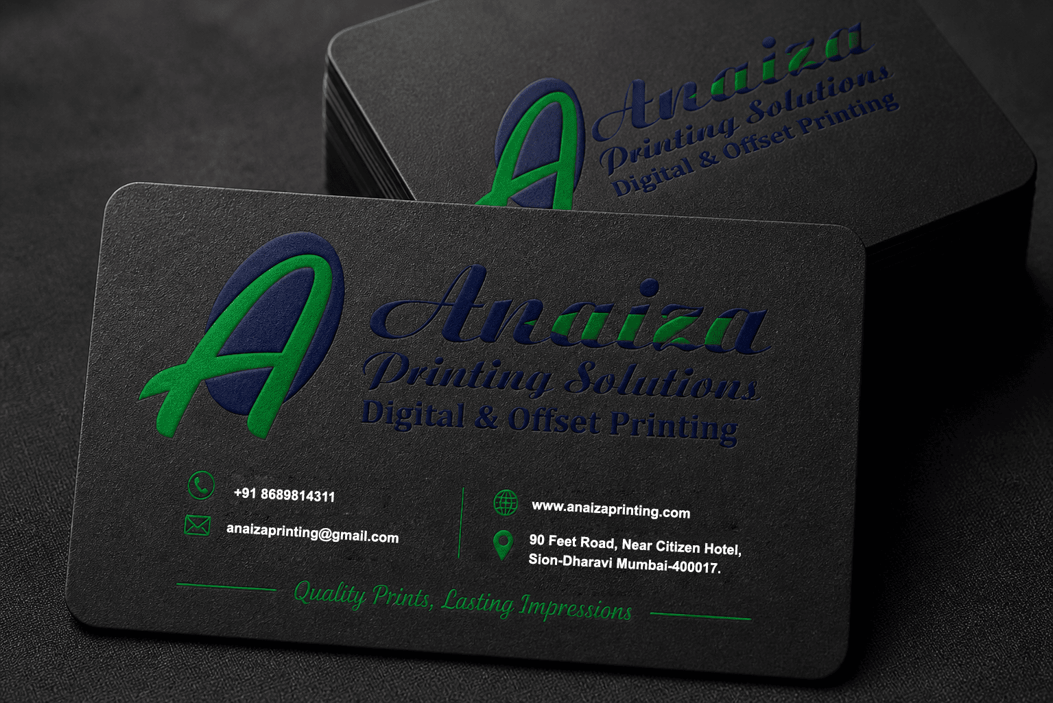 Velvet touch visiting cards with premium soft-touch finish